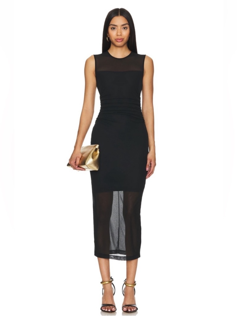 Amanda Uprichard Sleeveless Lyle Dress in Black Mesh Size S
